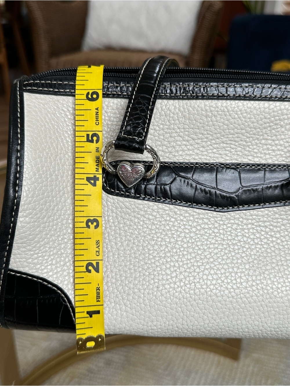 Vintage Brighton cream pebble leather shoulder satchel bag - Picture 12 of 13